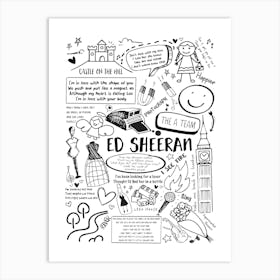 Ed Sheeran Doodle Lyrics Art Print