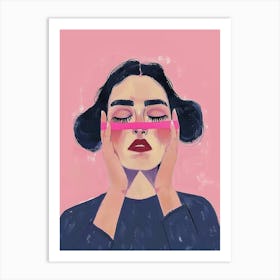 Girl With Pink Eyeliner Art Print