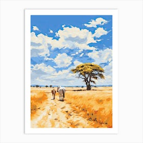 Horses Painting In Maasai Mara, Kenya 3 Art Print