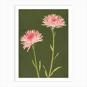 Pink & Green Chrysanthemum 3 Art Print