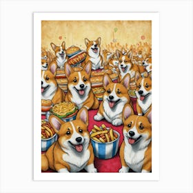 Corgis At A Party Art Print