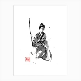Geisha And Katana Art Print