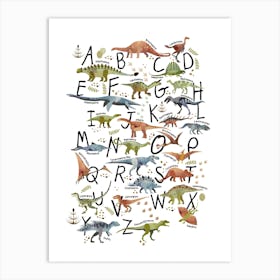 Watercolour Dinosaur Alphabet Art Print