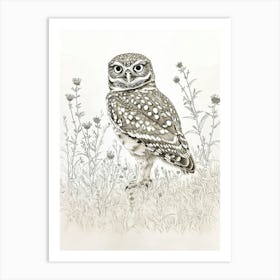 Burrowing Owl Marker Drawing 2 Art Print