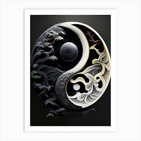 Close Up Yin and Yang Illustration Art Print