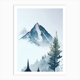 Mountain And Forest In Minimalist Watercolor Vertical Composition 272 Art Print