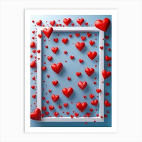 Frame With Hearts Art Print