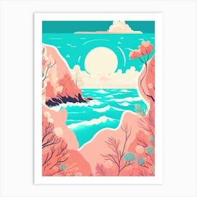 Seaside With Mountains Art Print