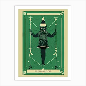The Hanged Man Cat Green Tarot Card Art Print