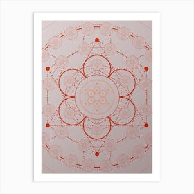Geometric Abstract Glyph Circle Array in Tomato Red n.0147 Art Print