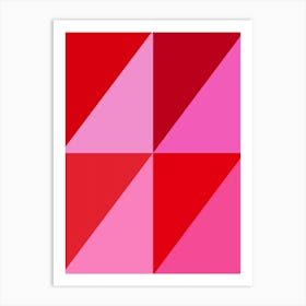 Pink and Red Geometric Triangles Abstract Art Print