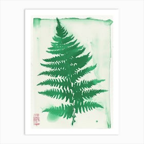 Green Ink Painting Of A Forked Fern 2 Art Print