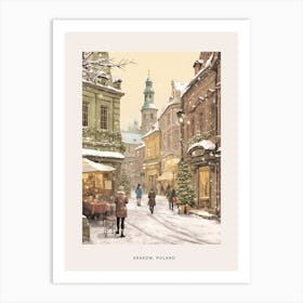 Vintage Winter Poster Krakow Poland 1 Art Print