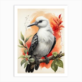 Default Postcard Drawn With A Brush And Thai White Headed Bird 2 Art Print