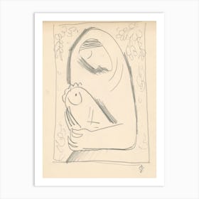 Sketch Of A Mother With A Child In A Blanket, Mikuláš Galanda Art Print