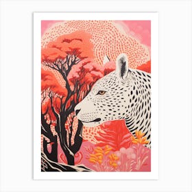 Cheetah Pink & Orange 1 Art Print