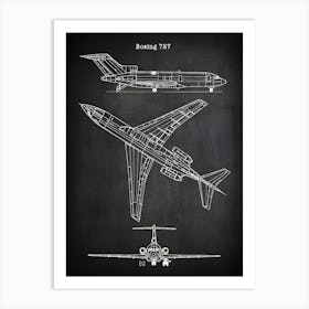 Boeing 727 Airplane Decor Aircraft Decor Plane Decor Airplane Art Airplane Print Airplane Blueprint Airplane Art Va7271 Art Print