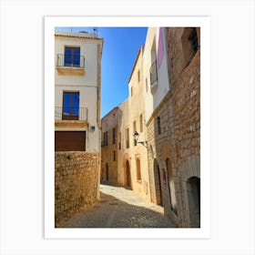 Narrow Street In The Old Town Of Ibiza (Spain Series) Art Print