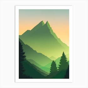 Misty Mountains Vertical Composition In Green Tone 163 Art Print