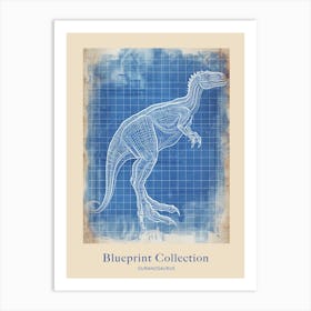 Ouranosaurus Dinosaur Blue Print Sketch 2 Poster Art Print