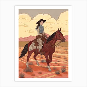 Cowgirl Riding A Horse In The Desert 10 Art Print