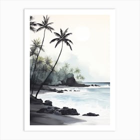 Watercolour Of Twai Anapanapa Black Sand Beach   Maui Hawaii Usa 1 Art Print