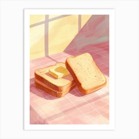 Pink Breakfast Food Bread And Butter 3 Art Print