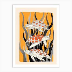 Turtles in Seagrass 1 Art Print