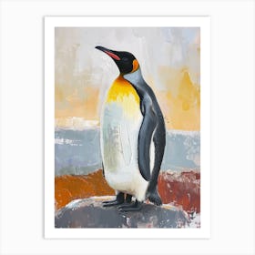 King Penguin Bartolom Island Colour Block Painting 1 Art Print