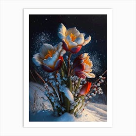 Snow flowers 2 Art Print