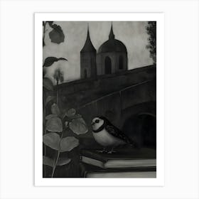 Bird On Books Art Print