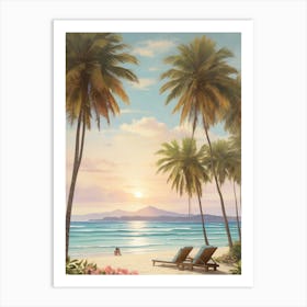 Sunset On The Beach 1 Art Print