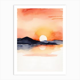 Minimalist Sunset Watercolor Painting (13) Art Print