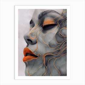 Abstract Of A Woman'S Face Extraordinary femininity woven with threads of gold 1 Art Print