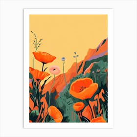 Boho Wildflower Painting California Poppy 4 Art Print