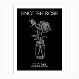 English Rose In A Jar Line Drawing 1 Poster Inverted Art Print