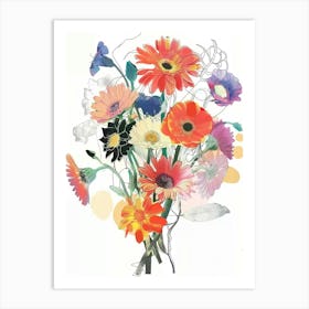 Gerbera Daisy 2 Collage Flower Bouquet Art Print