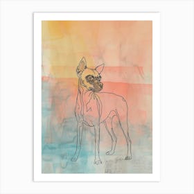 Miniature Pinscher Dog Watercolour Line Illustration Art Print