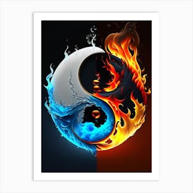 Fire And Water 2 Yin and Yang Illustration Art Print