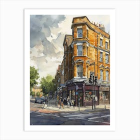 Lewisham London Borough   Street Watercolour 3 Art Print