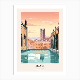 Vintage Winter Travel Poster Bath United Kingdom 3 Art Print
