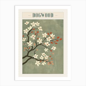 Dogwood Tree Minimal Japandi Illustration 1 Poster Art Print