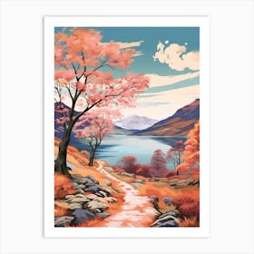 The Lake Districts Ullswa Hike Illustration Art Print