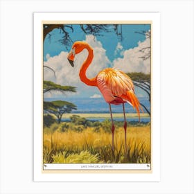 Greater Flamingo Lake Nakuru Nakuru Kenya Tropical Illustration 4 Poster Art Print