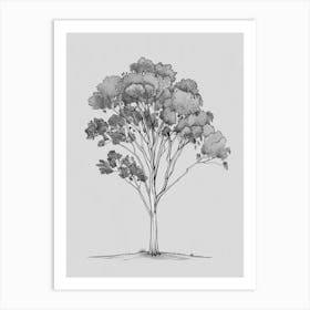 Eucalyptus Tree Minimalistic Drawing 1 Art Print