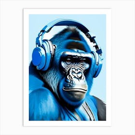 Gorilla Using Dj Set And Headphones Gorillas Decoupage 1 Art Print