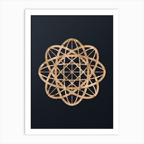 Abstract Geometric Gold Glyph on Dark Teal n.0362 Art Print