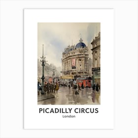 Piccadilly Circus, London 8 Watercolour Travel Poster Art Print