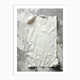 Crumpled White Sheet Of Old Cardboard Paper With Crumpled Texture Closeup Retro Style Pattern Embos (4) Art Print