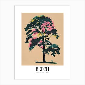 Beech Tree Colourful Illustration 3 Poster Art Print